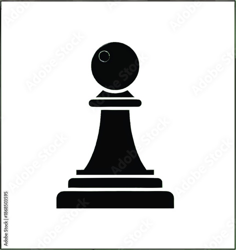 Minimalist black chess pawn icon, strategic game piece symbolizing competition, intellect, and success in mind sports.