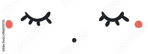 Kawaii face, cute sleeping face, isolated on transparent. Hand drawn flat vector illustration. Japanese anime, manga design element. Kid clip art, facial expression, emotion, avatar, icon