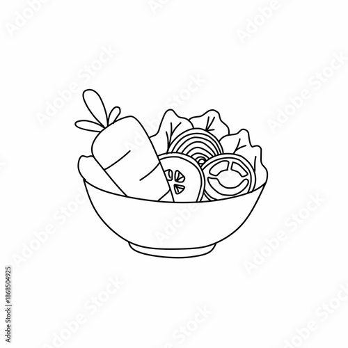 Mixed vegetable salad bowl vector