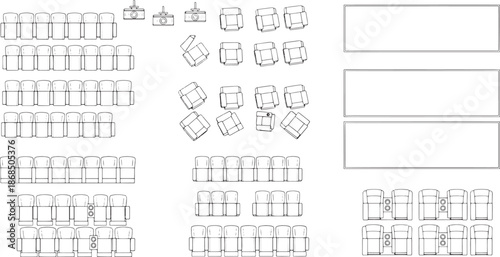 An overhead diagram showcases various seating arrangements, illustrating flexibility for diverse venue layouts.