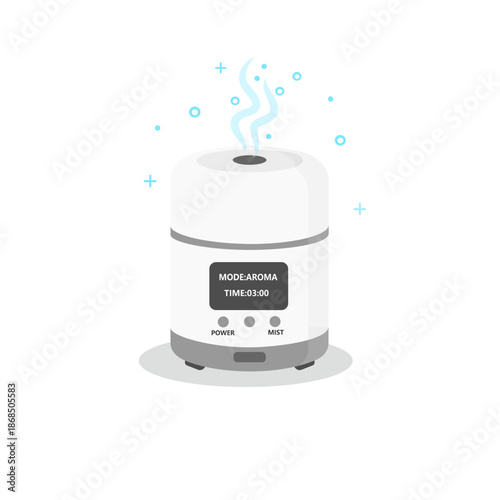 steam ultrasonic humidifiers of different shapes. Household appliances for the home. A mist generator. vector illustrations in flat style. isolated on a white background