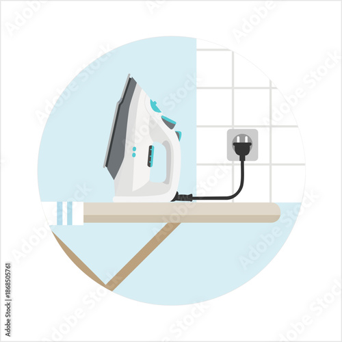 Electric iron set. Steam iron icons from different angles. Household device for steaming and smoothing out wrinkles on clothes and textiles. Flat vector illustration collection isolated on background