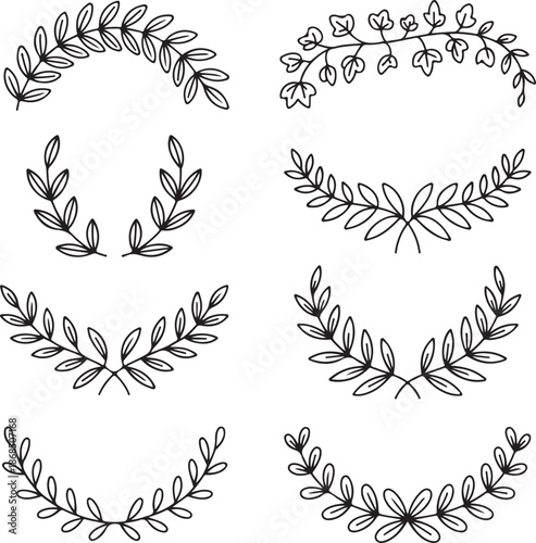 Collection of six delicate floral wreath designs
