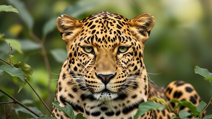 Wild animal portrait majestic leopard in natural habitat