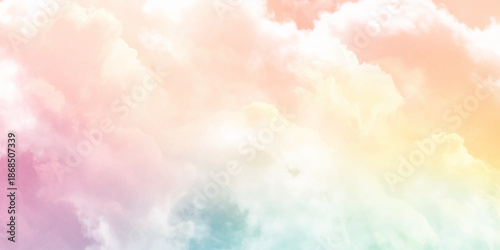 Abstract Watercolor Sky Background in Pastel Tones. Calm Morning Sky with Light Clouds and Warm Hues