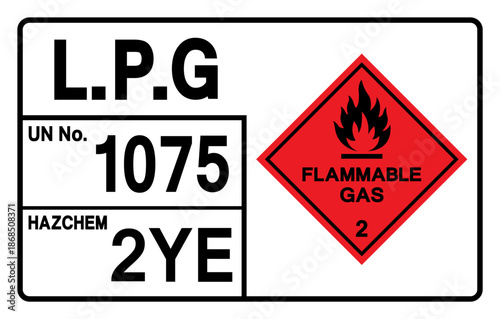  LPG UN 1075 Symbol Sign, Vector Illustration, Isolate On White Background, Label.EPS10