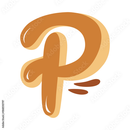 Playful letter p logo in rounded bubble style brown tones cartoonish design perfect for kids related brand cheerful typography element
