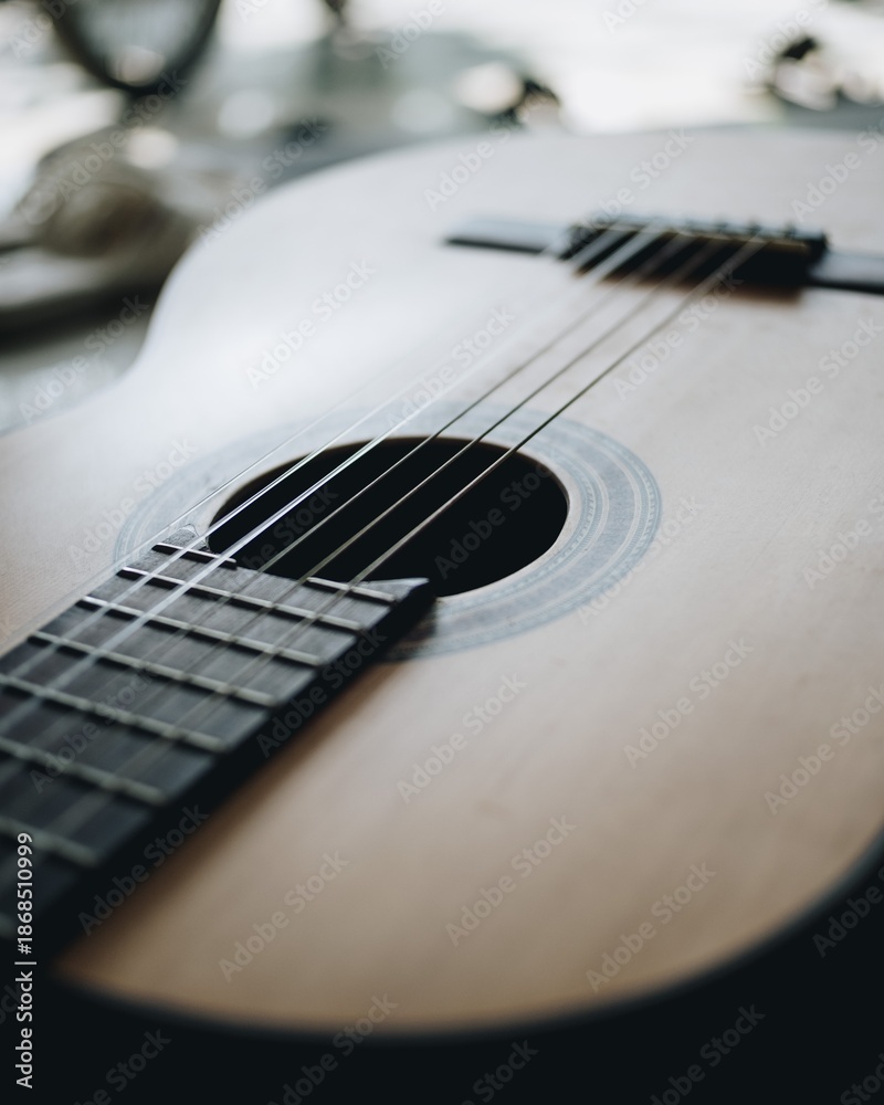 Fototapeta premium acoustic guitar close up