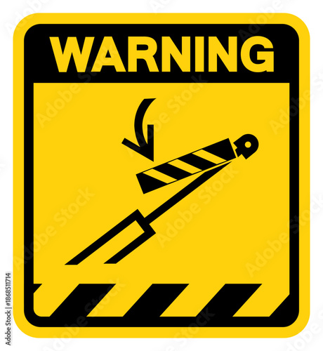 Lock Hydraulic Cylinder Warning Sign, Vector Illustration, Isolate On White Background Label. EPS10