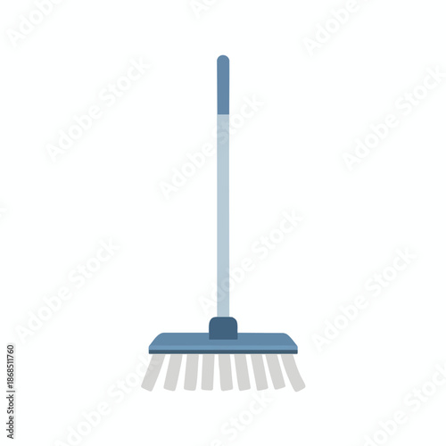 Blue Push Broom for Cleaning and Sweeping