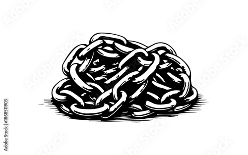 Stacked metal chains hand drawn sketch