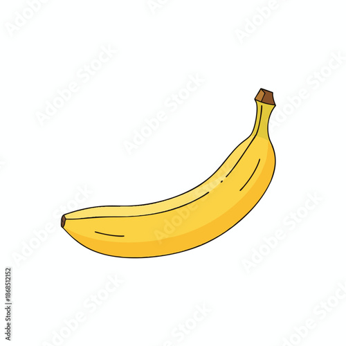 Yellow banana illustration on white background