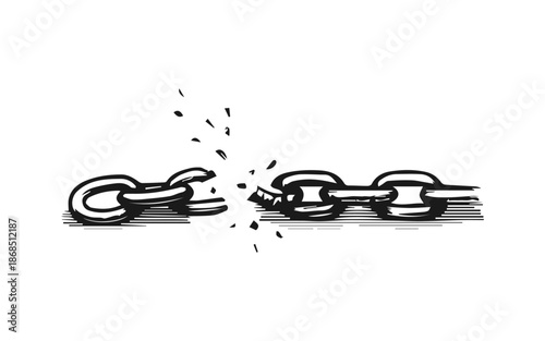 Broken chain symbolizing freedom, independence, and liberation