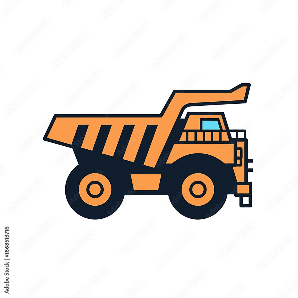Fototapeta premium Construction Dump Truck Vector Illustration - Heavy Machinery for Building Projects
