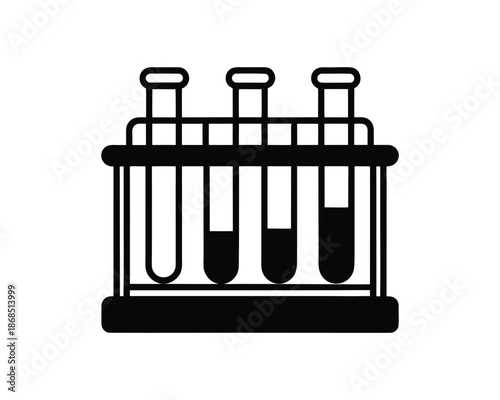 Three Laboratory Test Tubes in a Rack with Liquid science experiment