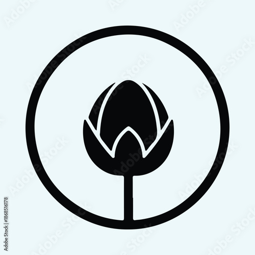 Silhouette of a cotton bud inside a circular border Vector Illustration