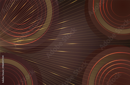 Premium background design with mocha mousse line pattern (texture) in luxury pastel colour. Abstract horizontal vector template for business banner.dark brown background with golden brown circles. 