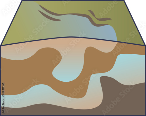 Foto Diagram of cryoturbation showing soil layer mixing from frost action