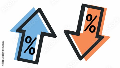Percent Increase and Decrease Icons for Finance and Business Analysis