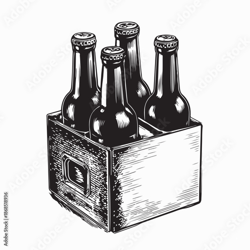 Kraft Paper Pack Beer Bottle Carrier Mockup Image Vector Isolated on White Background