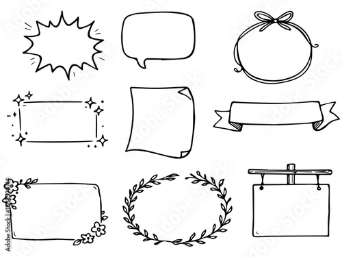 モノクロの手描きフレームセット