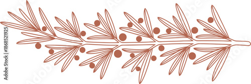 Olive branch with berries outline. Nature symbol for peace, health, food, oil. Hand drawn elegant style. Vector illustration for greeting card, banner, poster