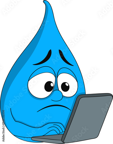 Sad Water Cartoon Character When Natural Environment Is Destroyed