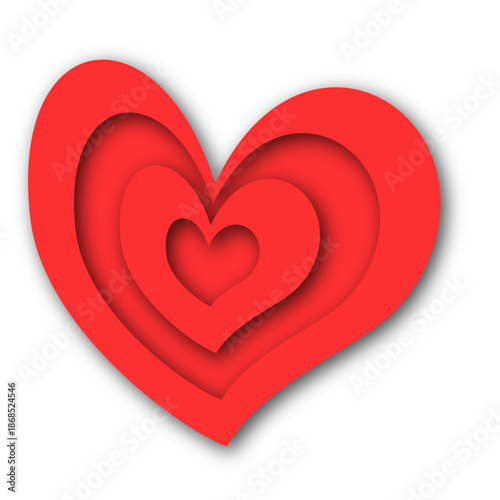 A free-form heart isolated on white. Vector element for Valentine's Day decor in a cut-out paper style