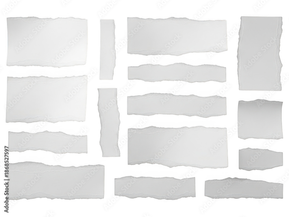 Fototapeta premium Torn paper strips isolated on transparent background