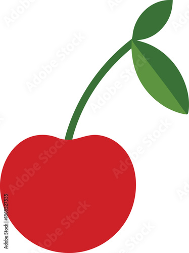 Ripe Cherry With Green Stem Transparent Background
