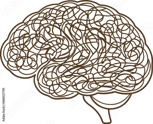 abstract brain illustration with maze like lines representing complexity and thought processes