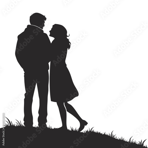 Silhouette of a couple in love