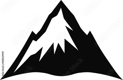 Black Silhouette Of Snow Capped Peak Transparent Background