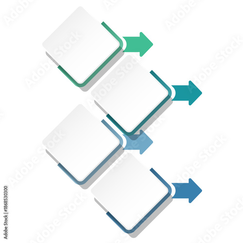 Infographic 4 successive steps, elements and space for data.