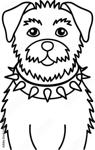 Cute dog with spiked collar friendly pet with expressive eyes and fluffy fur illustration