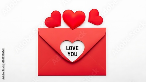 Romantic love letter envelope with hearts illustration