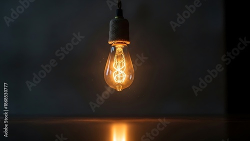 Glowing bulb in dim light illustration