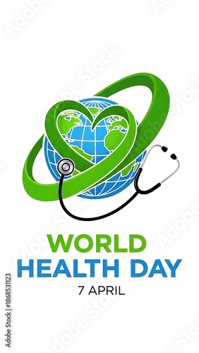 World Health Day Celebration with Stethoscope and Earth Graphic on April 7