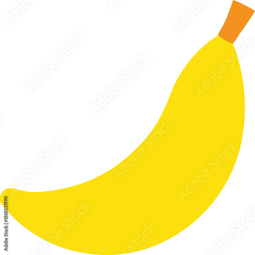 flat yellow banana icon with peel on transparent background