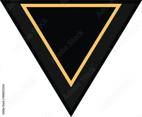 minimal black triangle with gold outline on transparent background