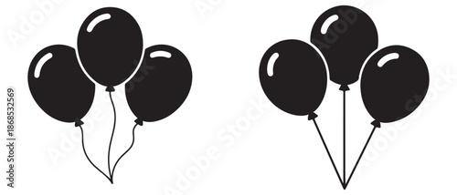 Balloon silhouette set party decoration icon

