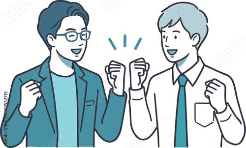 Two businessmen celebrating success and achievement