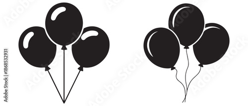 Balloon silhouette set party decoration icon
