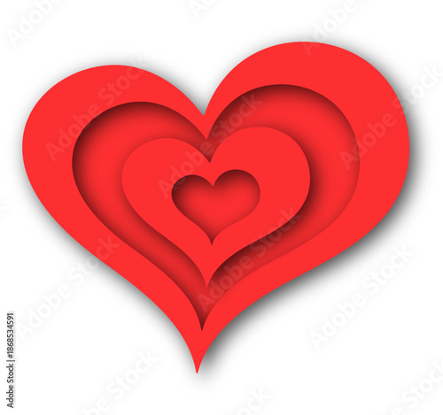 A free-form heart in a cut-out paper style isolated on white