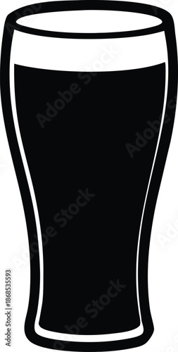 Black silhouette beer glass illustration, Refreshing alcoholic beverage drink symbol
