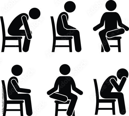 Various sitting positions illustrating emotions and postures