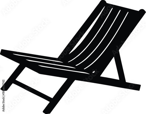 Classic beach lounge chair icon, Folding sun lounger vector graphic