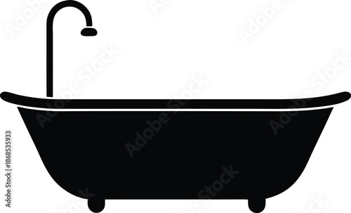 Classic freestanding bathtub with shower, Elegant bathroom fixture design element