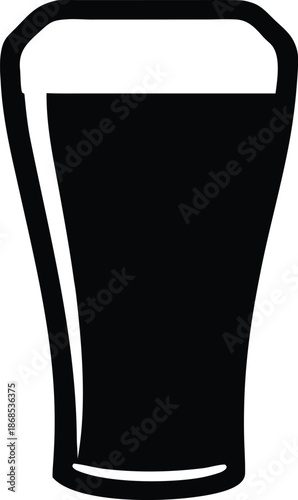 Simple Pint Glass Icon Silhouette, Beverage Drink Container Vector Graphic
