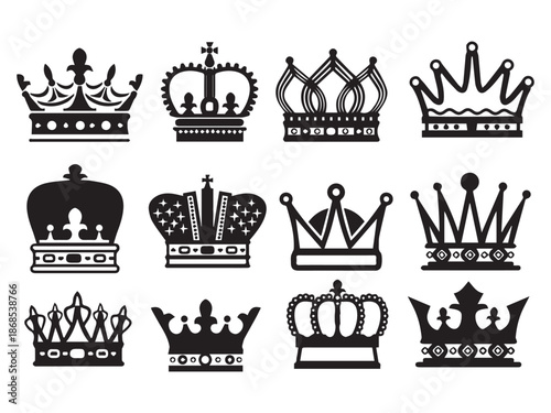 Royal Crown Icons Flat Design